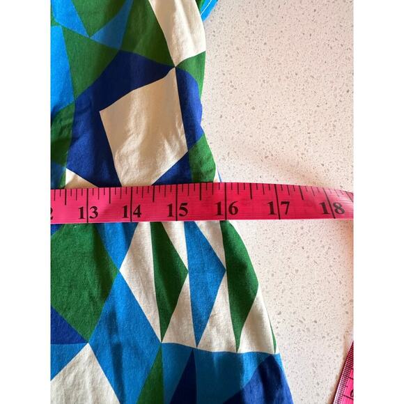 FARM RIO Medium Tiered Maxi Dress Carmelita Geometric Blue Green Ruffle - Picture 9 of 9